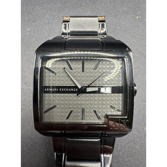 Armani Exchange Date Watch Men 43mm Silver Textured Dial Gunmetal AX2067